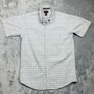 Born Shirt Button Down Mens Medium Short Sleeve Blue Plaid Casial